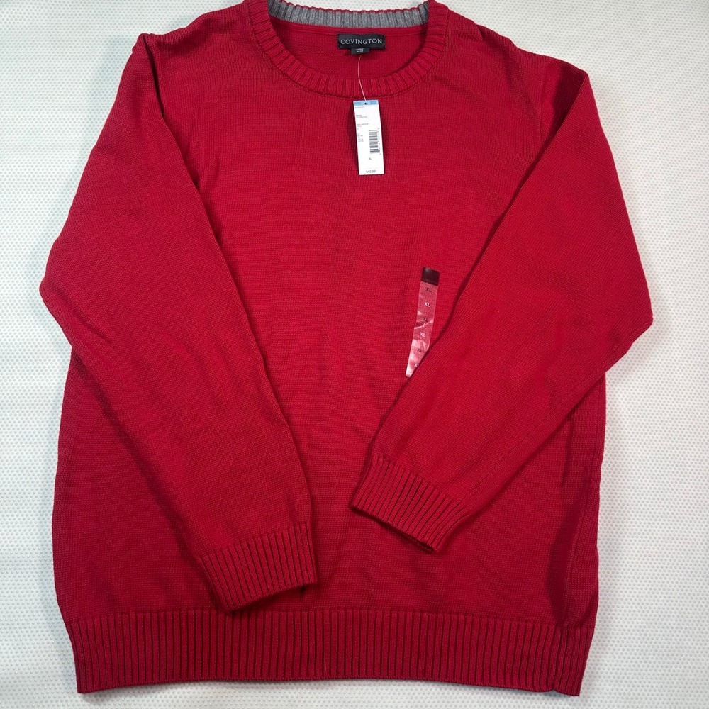 Covington Crewneck Sweater Mens XL Red NEW 100% Cotton Solid Knit‎ S4313COV-HT-I